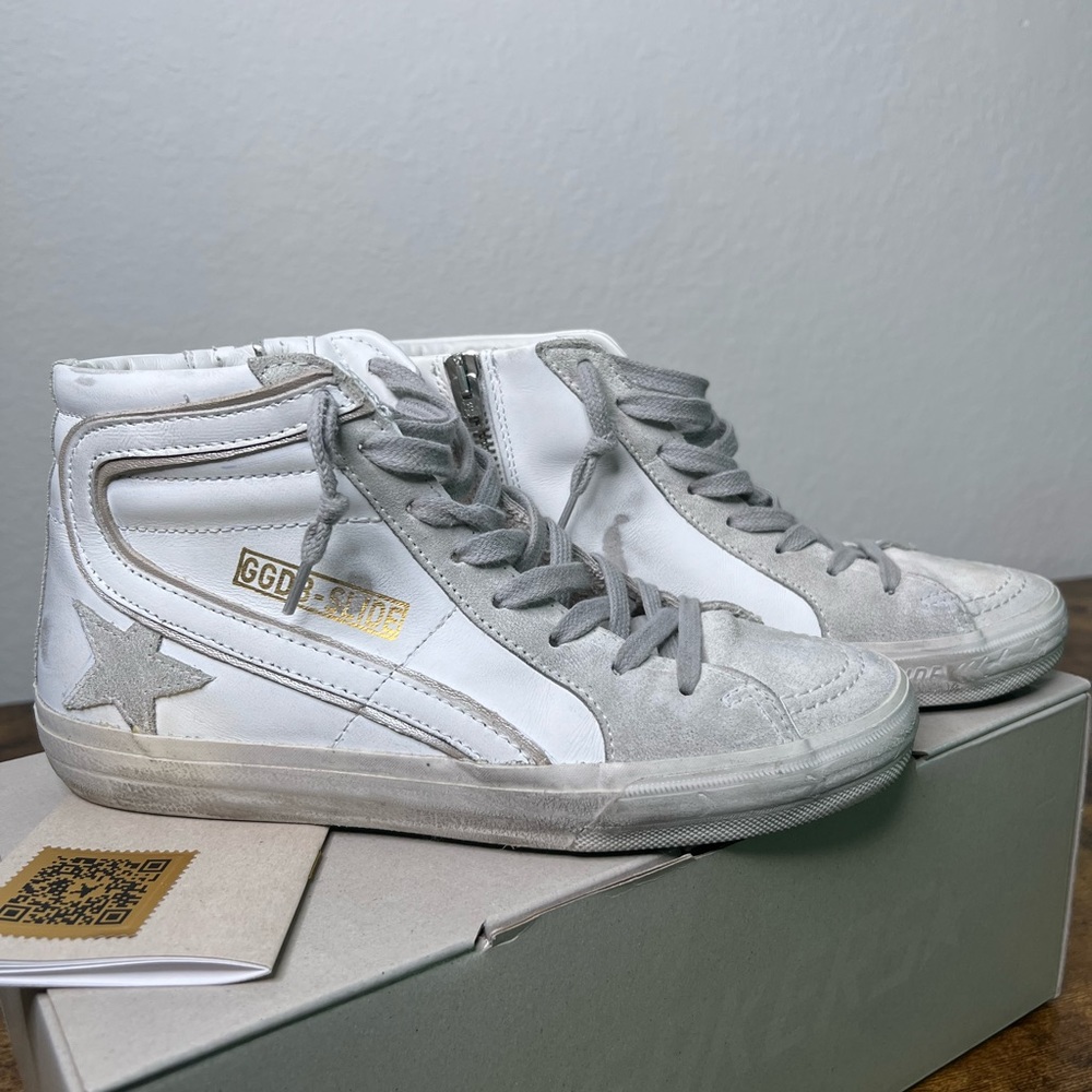 Golden Goose Slide white ice high top sneakers size 7